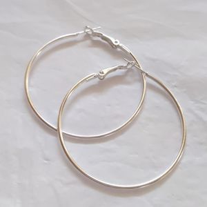 Silver Hoop Earrings 2"
